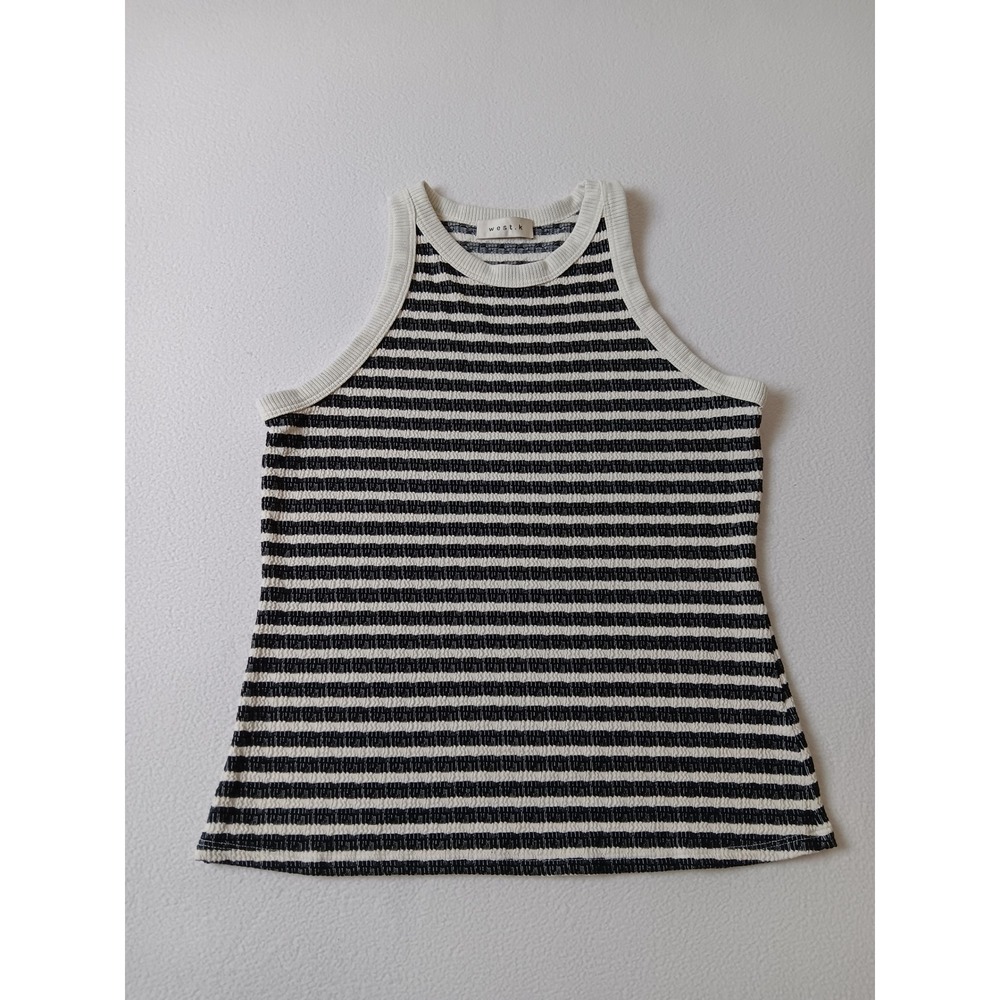 West.K Womens Navy White Striped Ribbed Knit Tank Top TU43737-B Medium USA